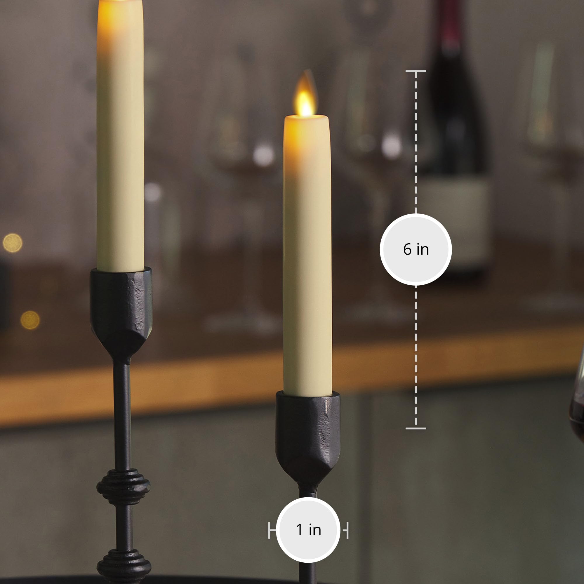 Timer-enabled battery candle in ivory for easy, safe use.