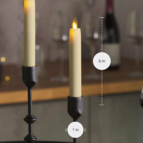 Timer-enabled battery candle in ivory for easy, safe use.