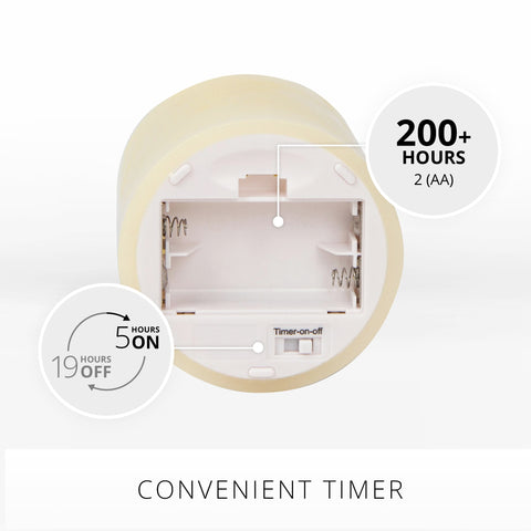 Luminara candles offer extended runtime with batteries for hours of ambiance.