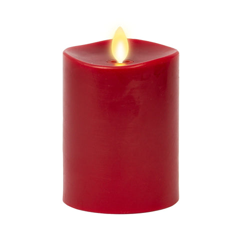 Luminara burgundy flameless candle 3x4-5 inches adds subtle festive lighting to any room