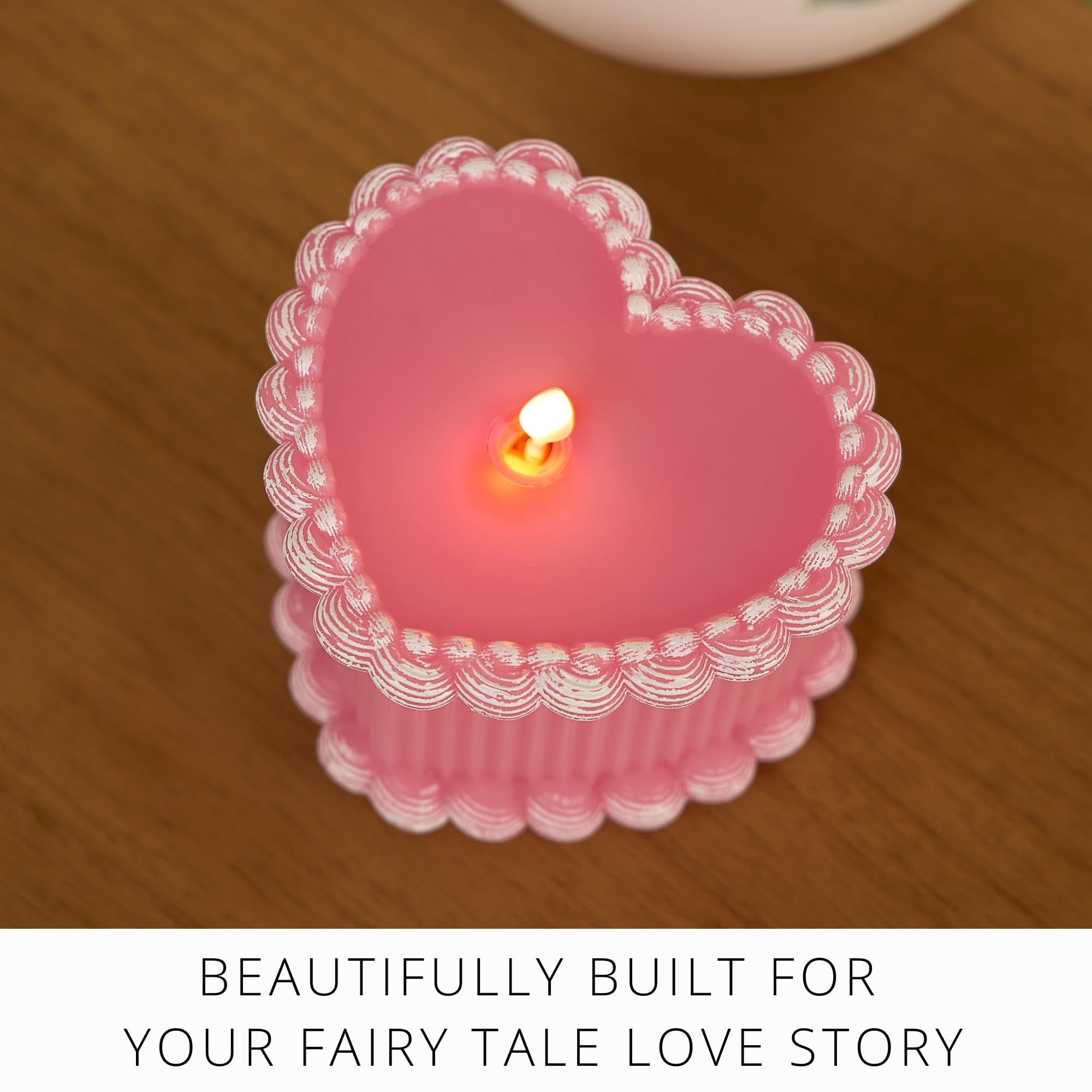 Luminara cake candle 5.3x4.5 inches fits tabletops and shelves.