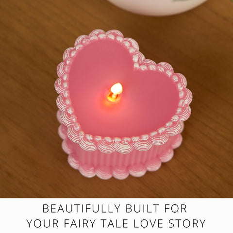 Luminara cake candle 5.3x4.5 inches fits tabletops and shelves.