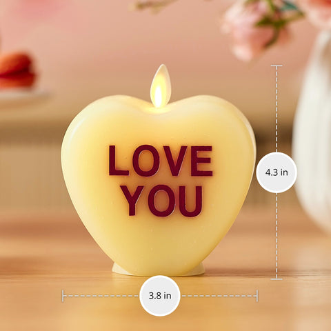 Luminara Candy Heart candle in romantic dining scene enhances atmosphere safely