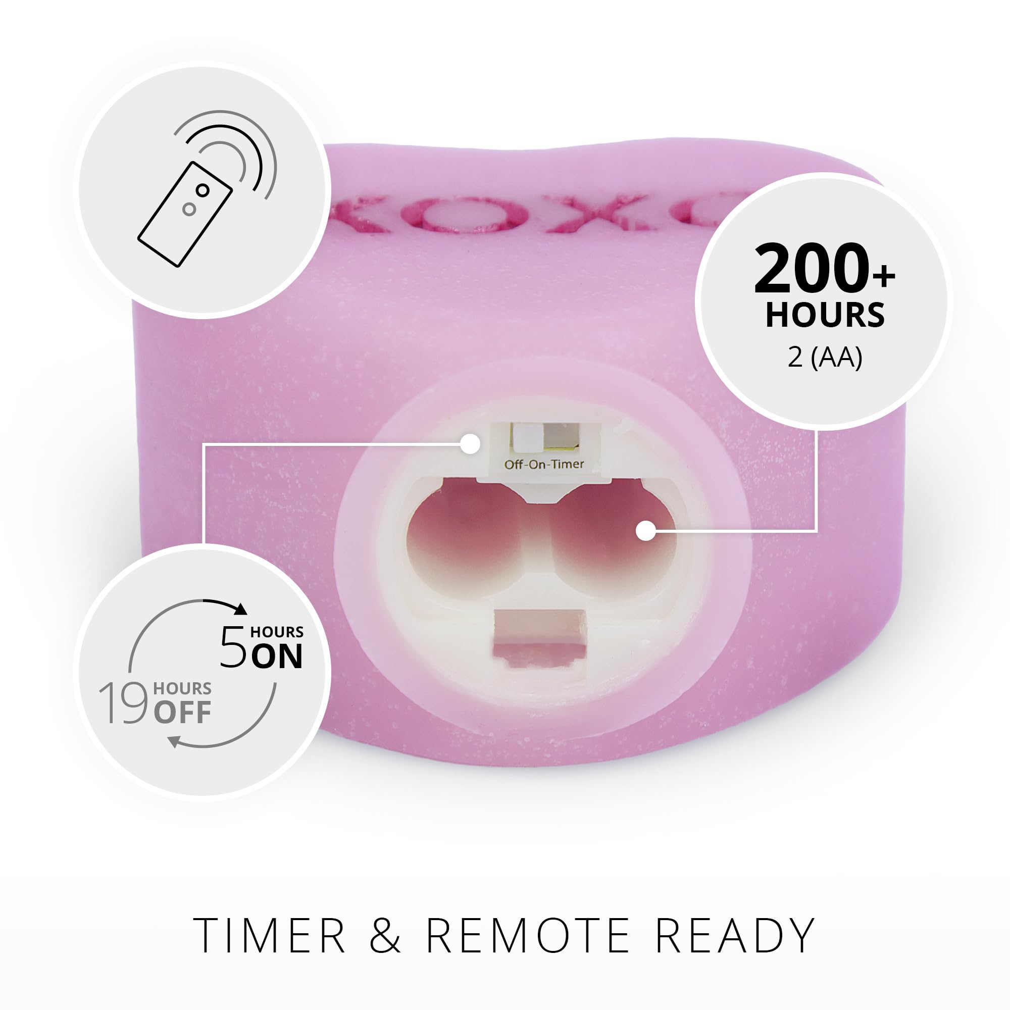 Luminara Candy Heart flickering Real-Flame technology simulates a genuine candle flame safely.