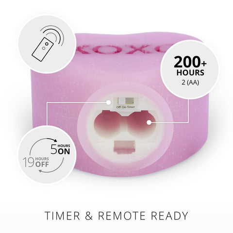 Luminara Candy Heart flickering Real-Flame technology simulates a genuine candle flame safely.