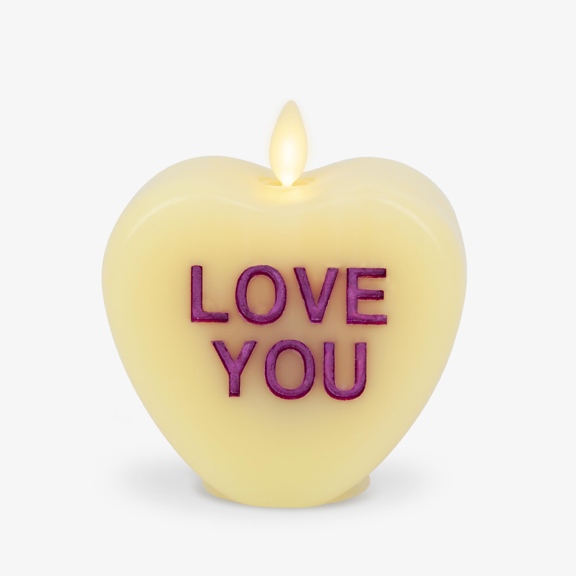 Luminara candy heart Kiss Me Fresh Mint candle for safe dining mood lighting
