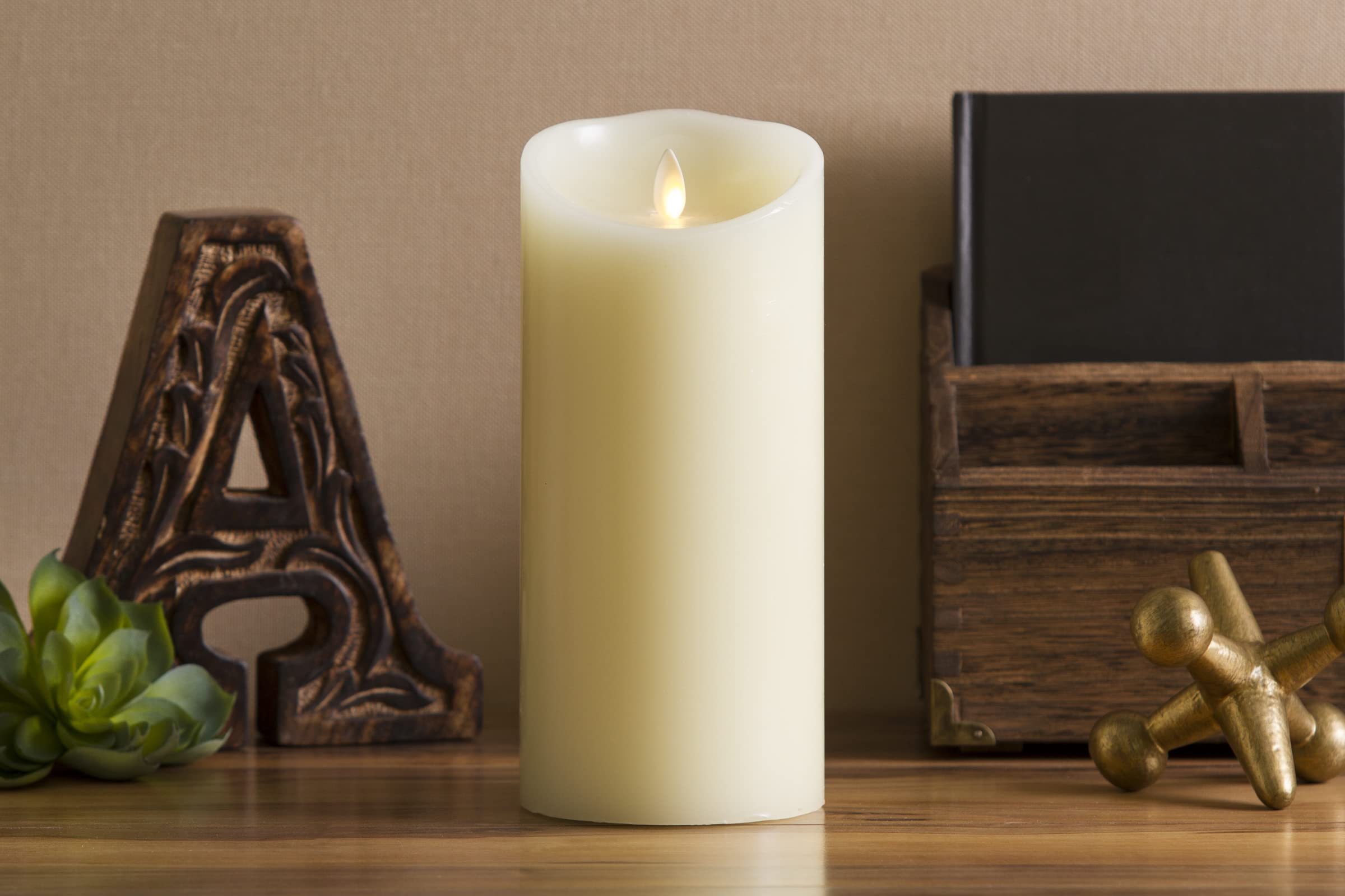 Luminara flameless ivory pillar candle with moving flame for safe indoor ambiance