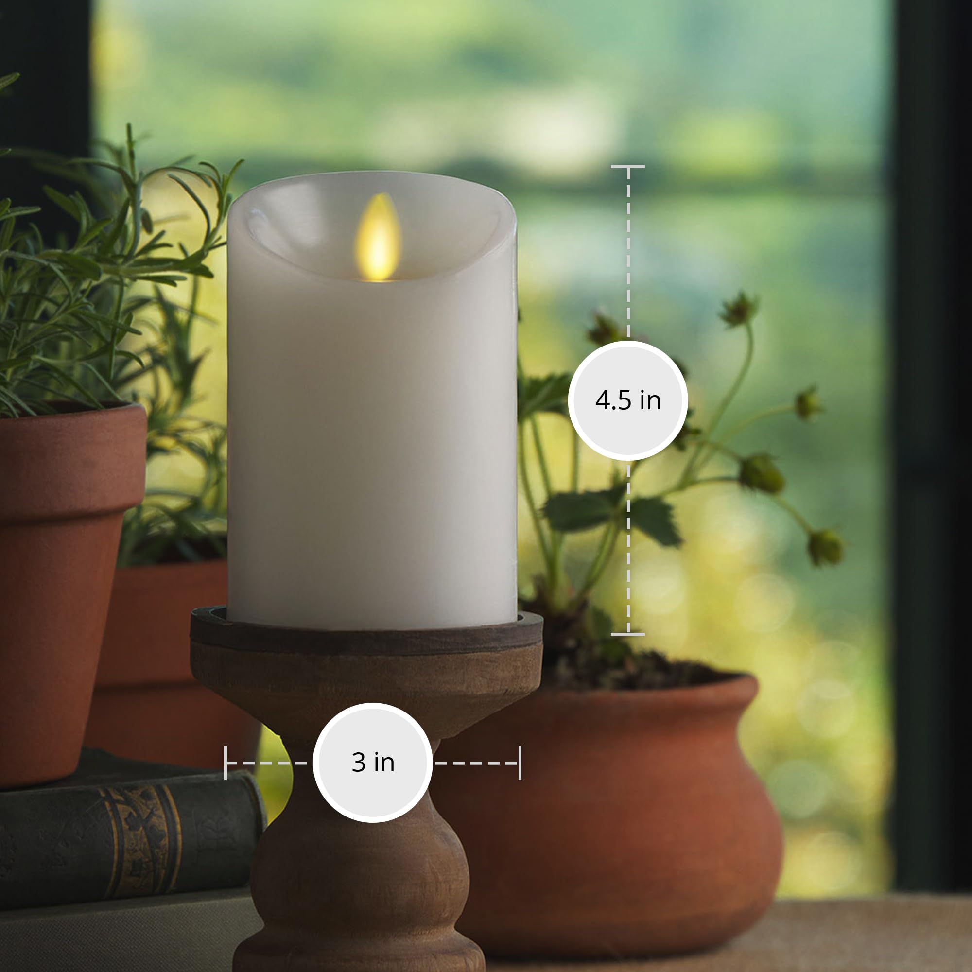 Luminara flameless candle remote-compatible option offers convenient control with separate remote.
