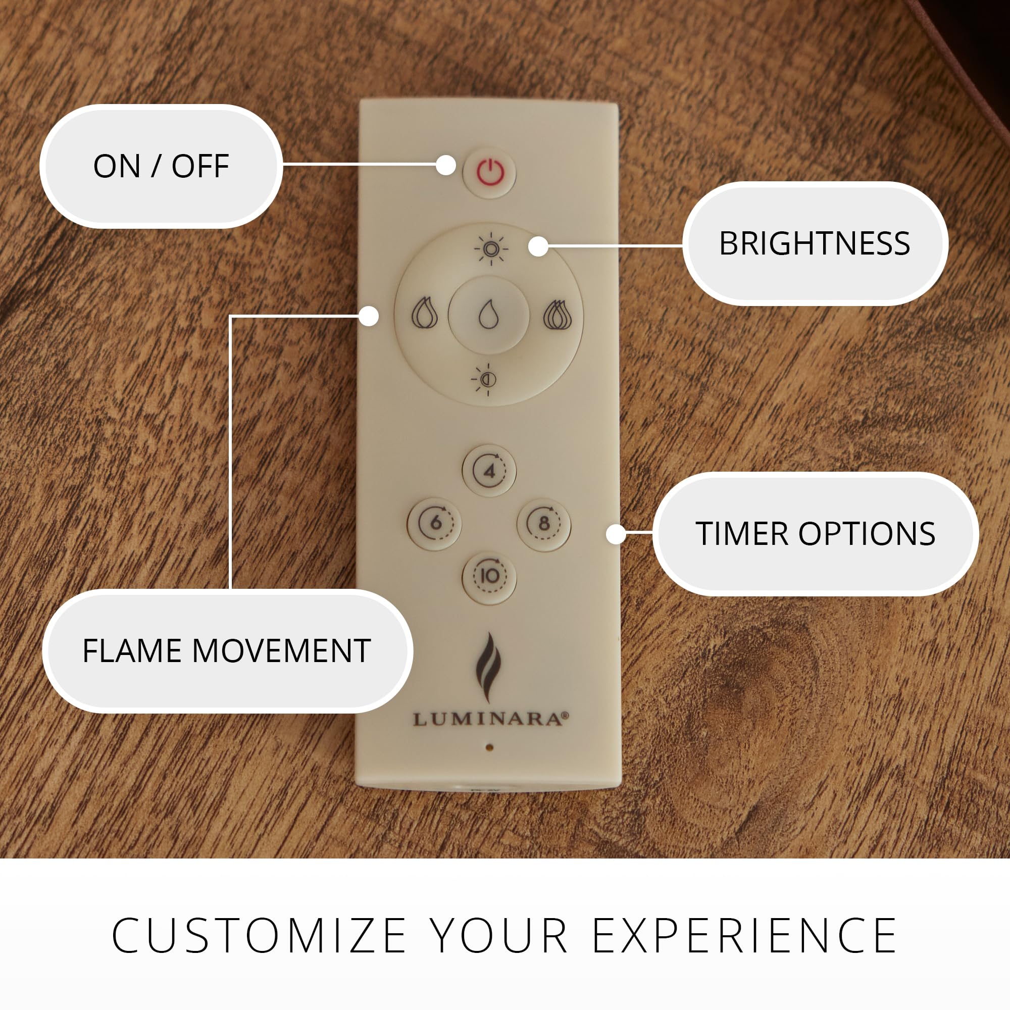Luminara flicker speed adjustment allows mood tuning for cozy evenings.