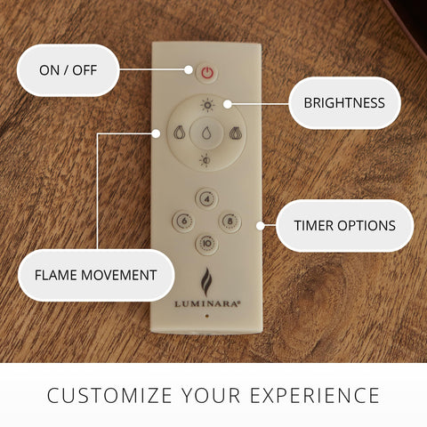 Luminara flicker speed adjustment allows mood tuning for cozy evenings.