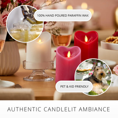 Luminara hand-poured-wax-interior candle provides durable construction and safe LED flame.