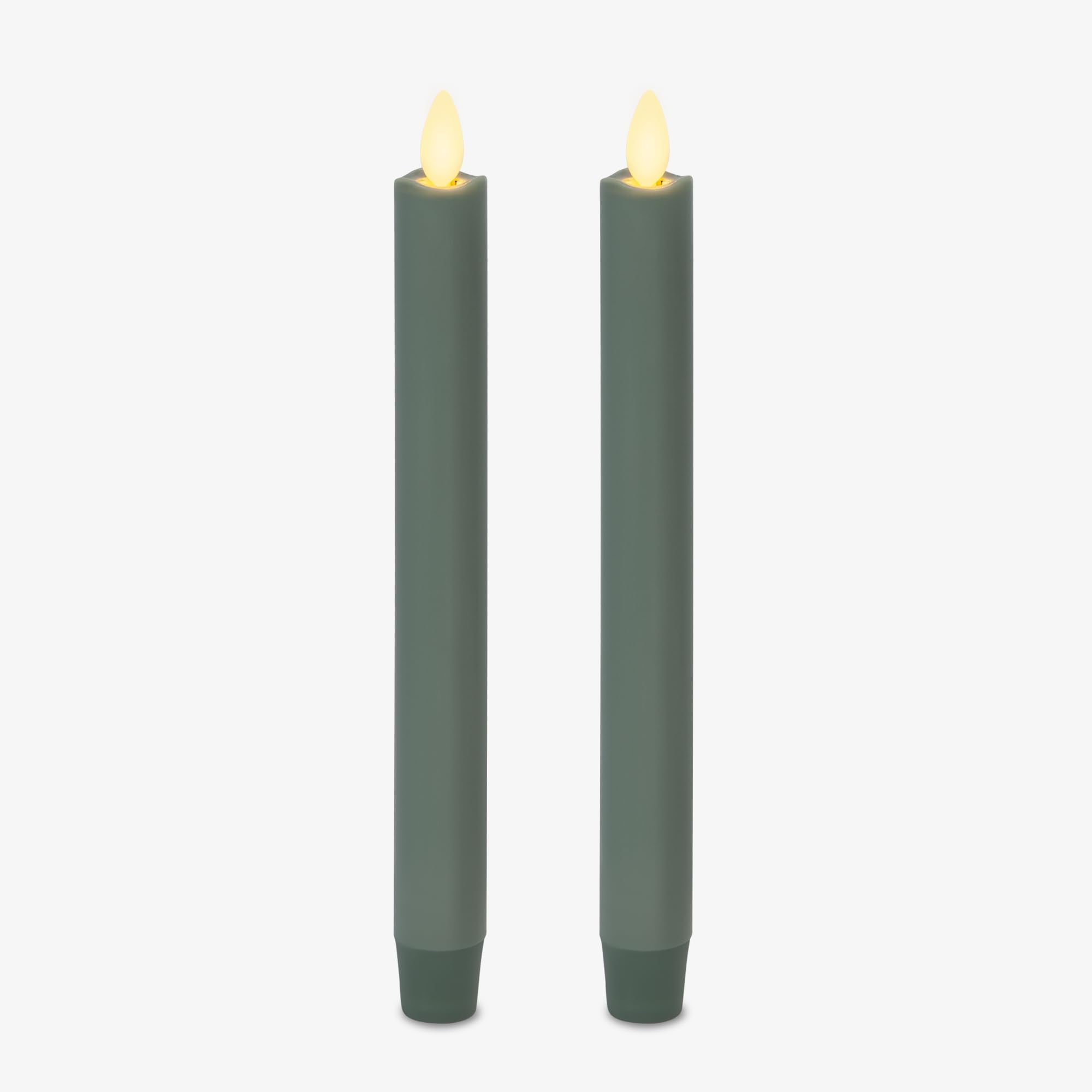 Luminara Iceberg Green taper candle with realistic flame for safe ambient lighting