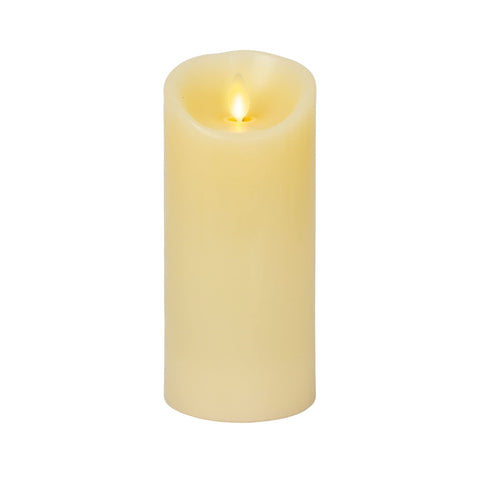 Luminara moving flame LED ivory pillar candle showing realistic flicker