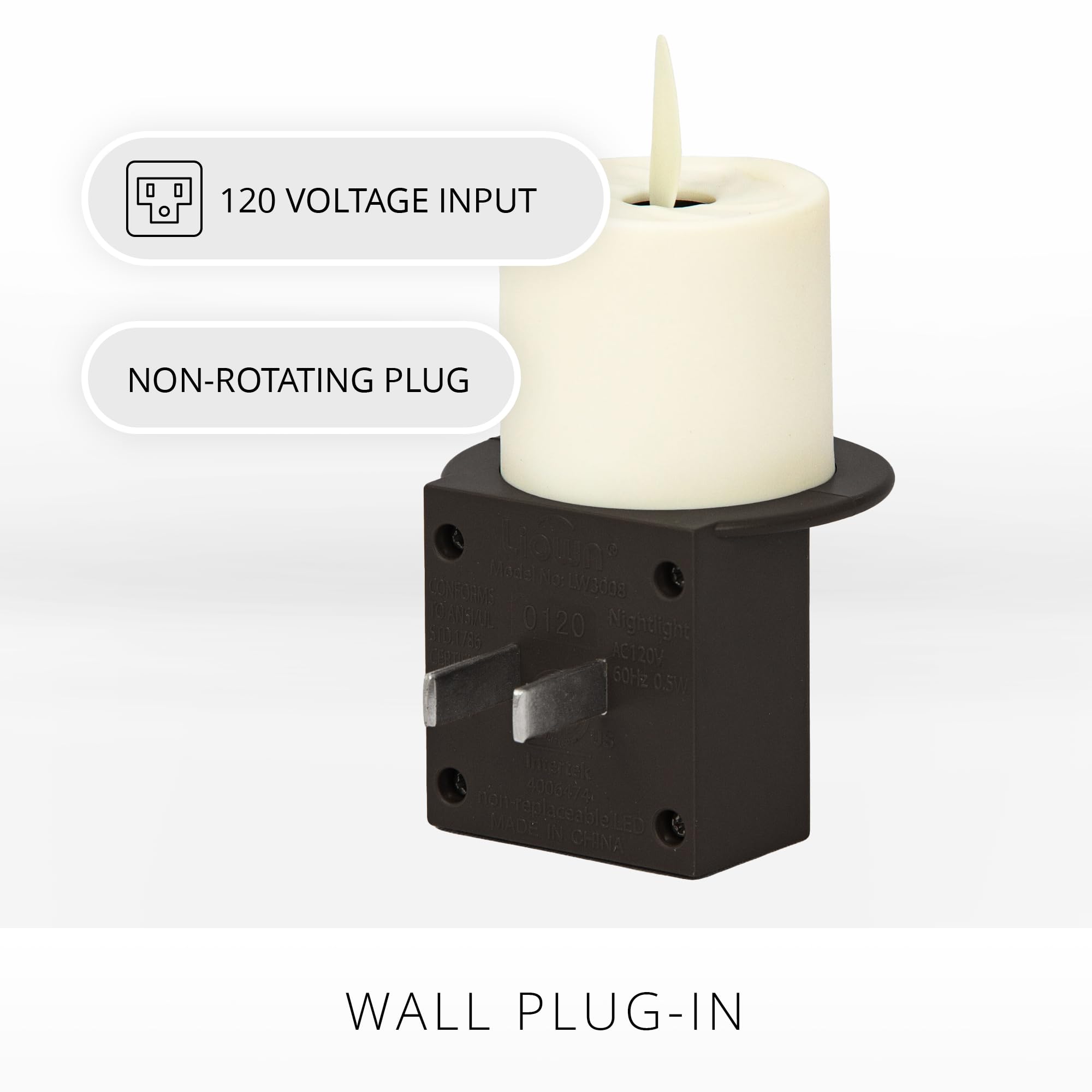 Luminara warm amber LED nightlight provides safe nighttime navigation.