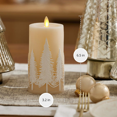 Luminara ornate tree relief decor candle adds subtle luxury
