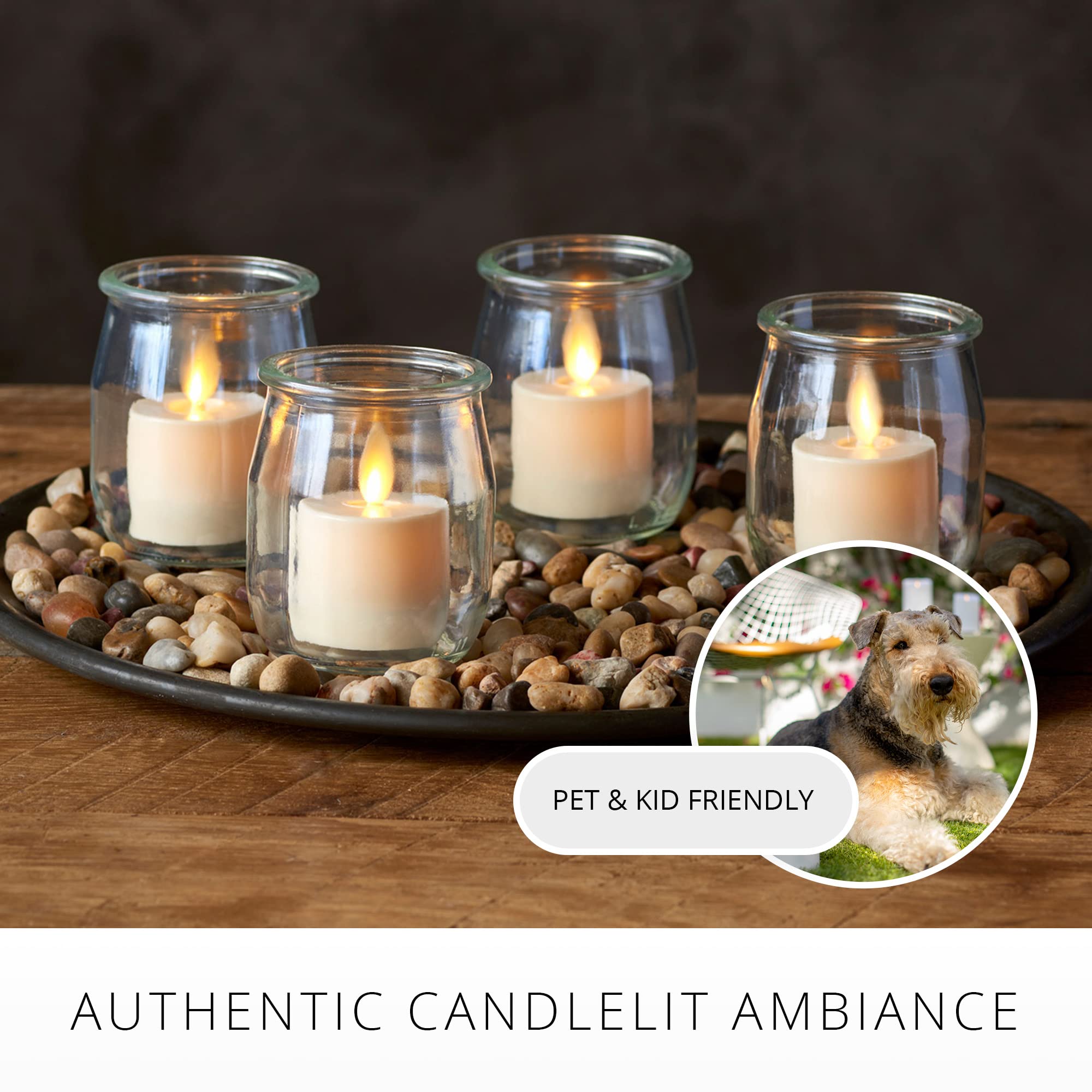Luminara outdoor-friendly tealight ivory for clear-day use on patios.