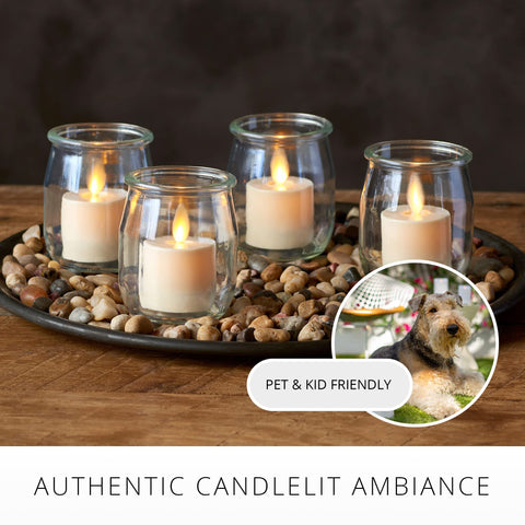 Luminara outdoor-friendly tealight ivory for clear-day use on patios.