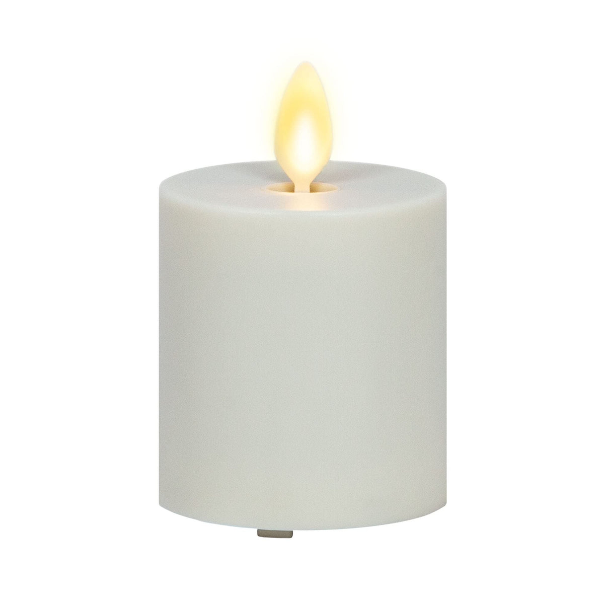 Luminara Pearl Ivory outdoor votive candle emits warm illumination for outdoor spaces