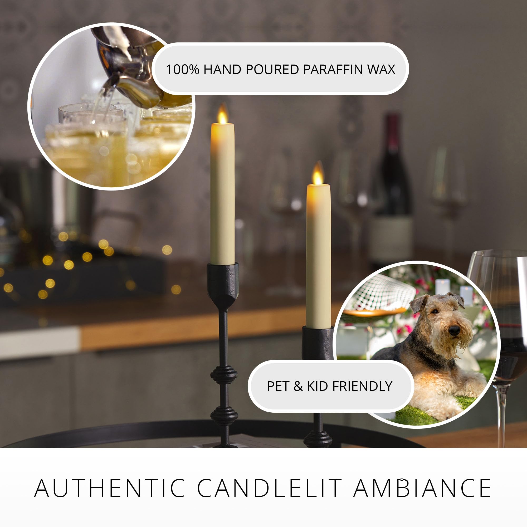 Pair of ivory tapers for coordinated home decor.