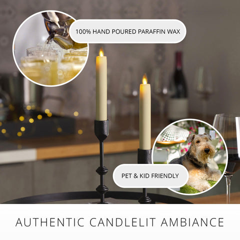 Pair of ivory tapers for coordinated home decor.