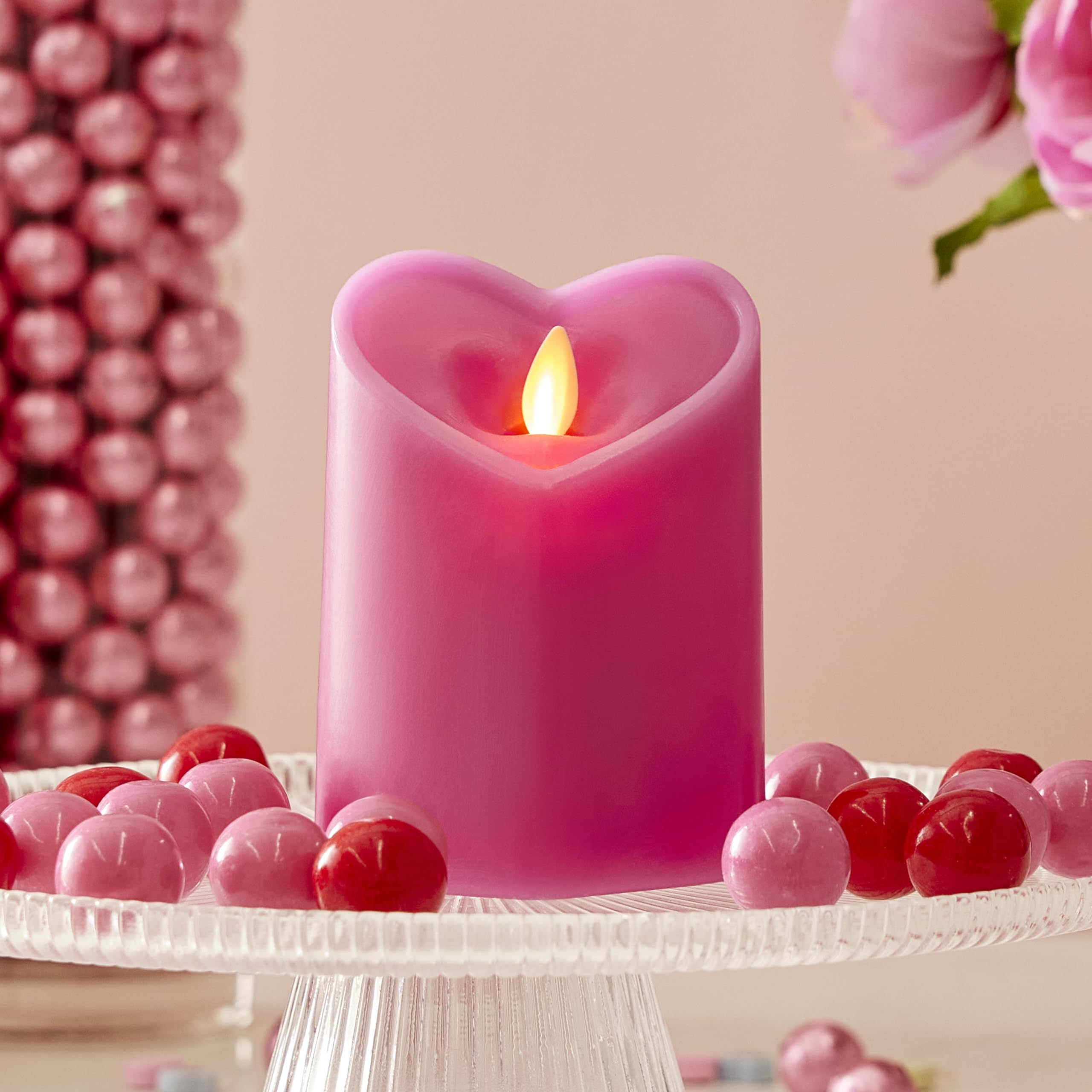 Luminara flickering LED flame detail emphasizes safe, flame-free ambience