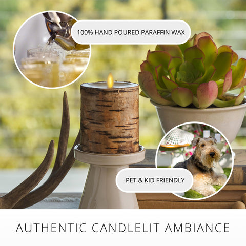 Luminara candle with remote control compatibility for easy operation.