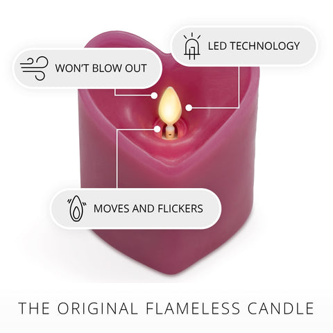 Luminara remote-ready heart pillar candle shows easy control options