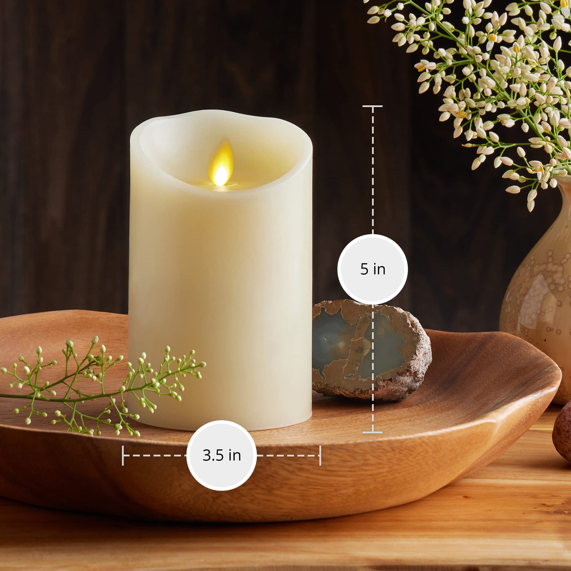 Luminara flameless candle safe for indoor use with no soot