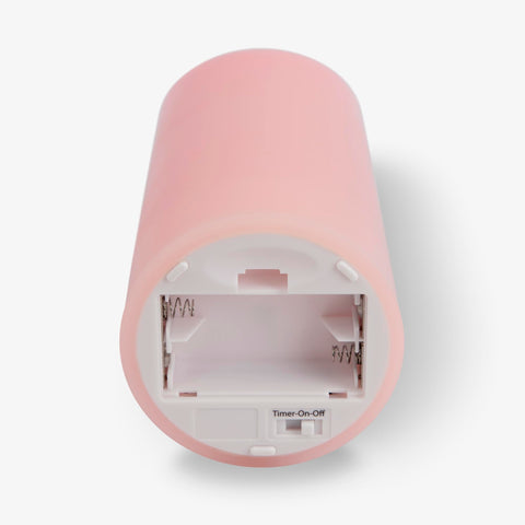 Luminara Saga Rose pillar candle with realistic flicker and safe indoor use.