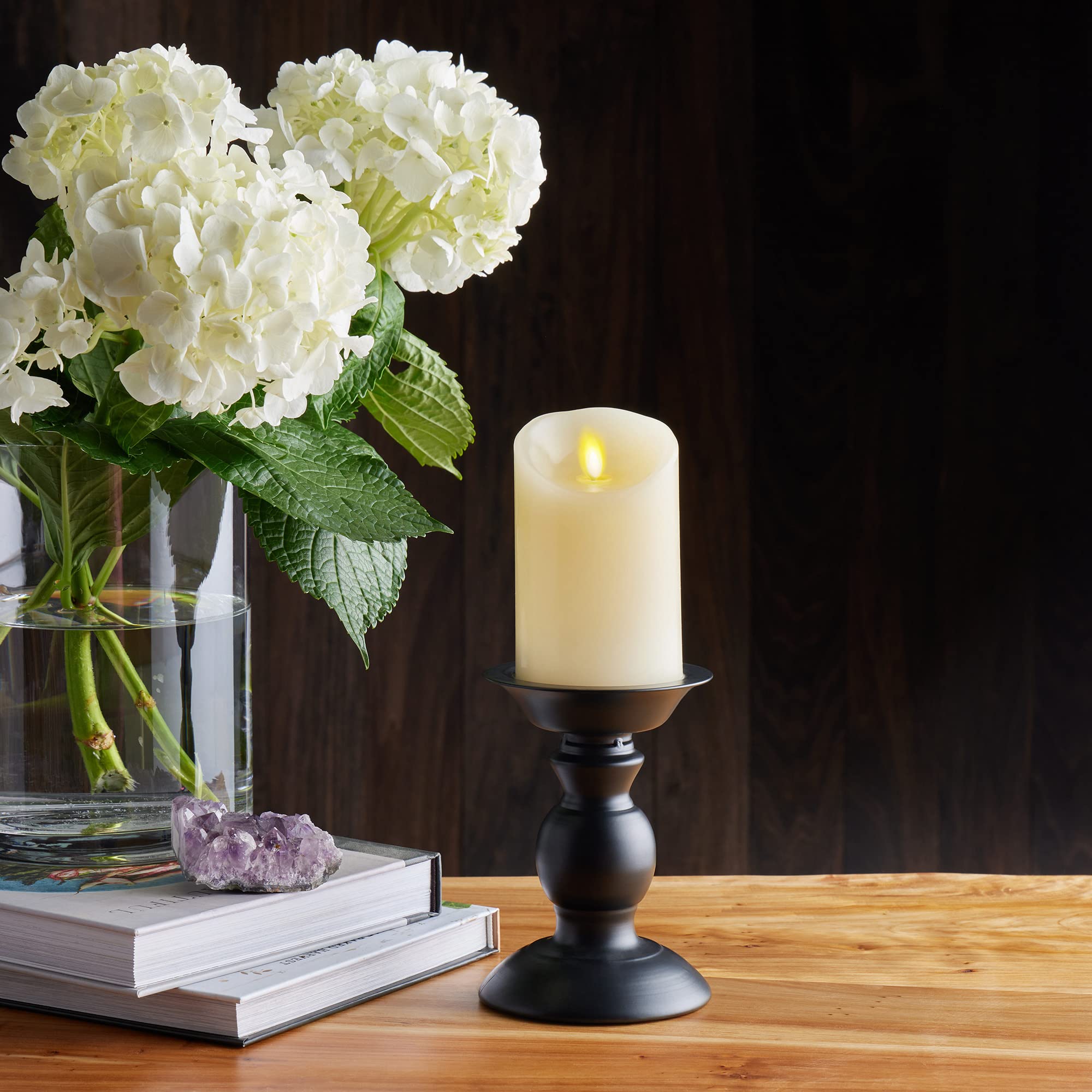 Luminara scalloped edge design adds classic detail to decor.