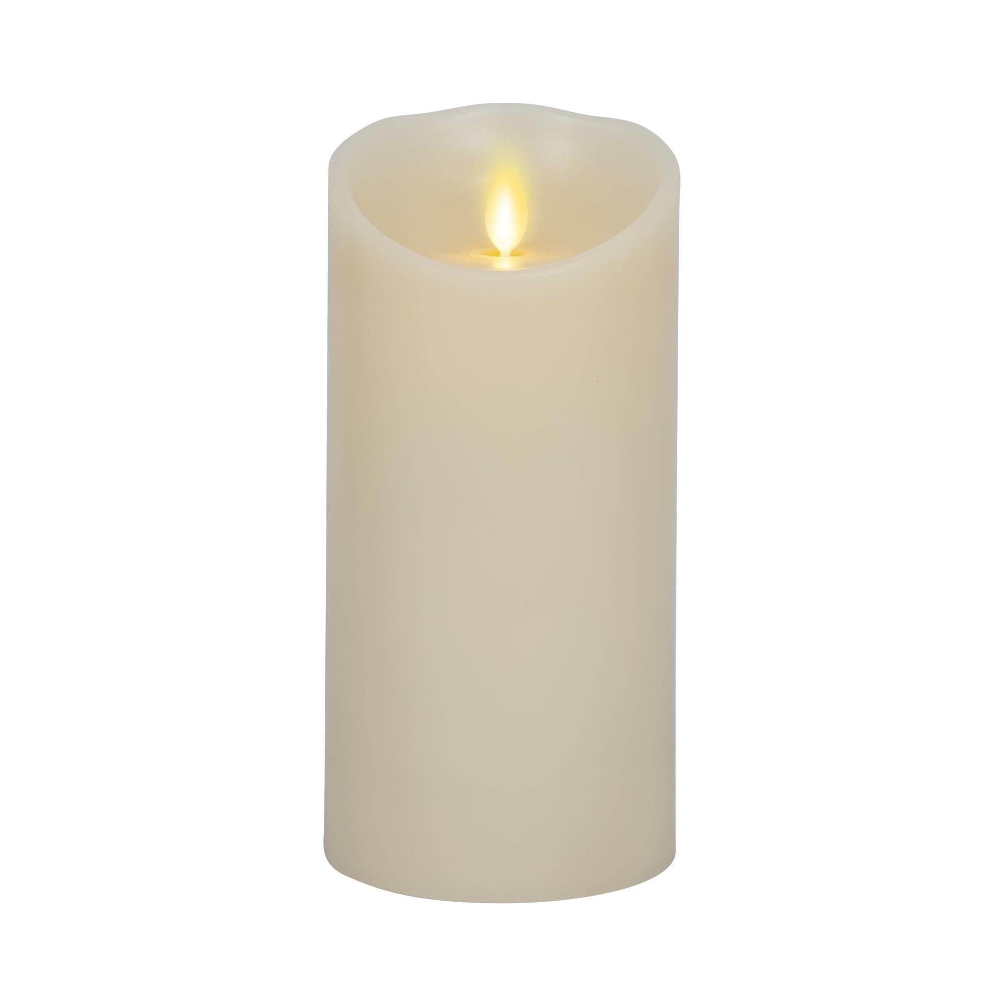 Luminara scalloped edge flameless candle in ivory creates a cozy glow.