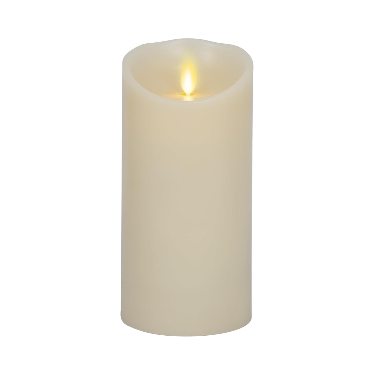 Luminara scalloped edge flameless candle in ivory creates a cozy glow.