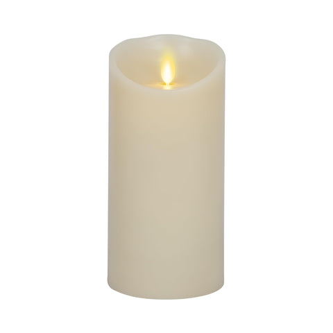 Luminara scalloped edge flameless candle in ivory creates a cozy glow.