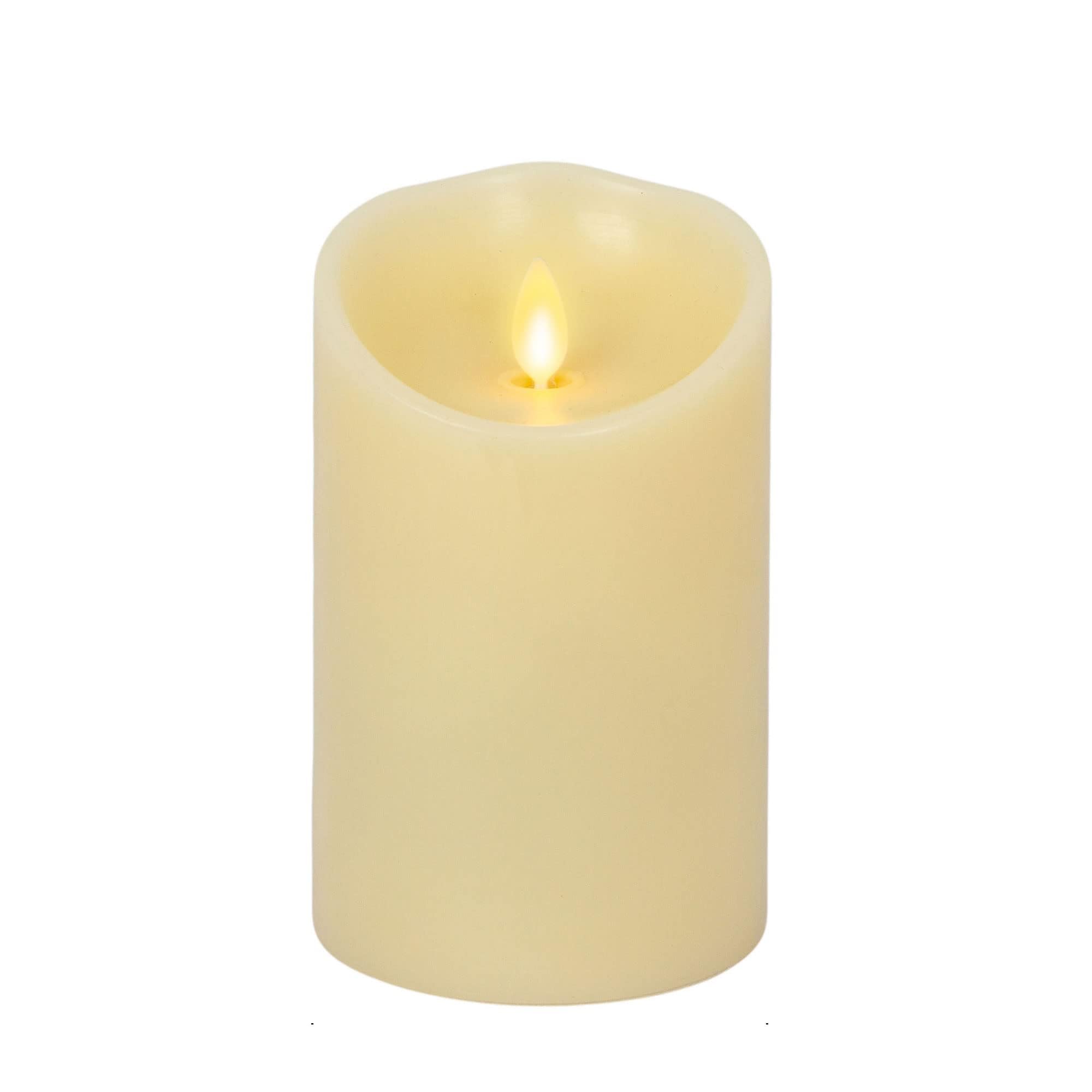 Luminara scalloped-edge flameless candle in ivory with realistic glow