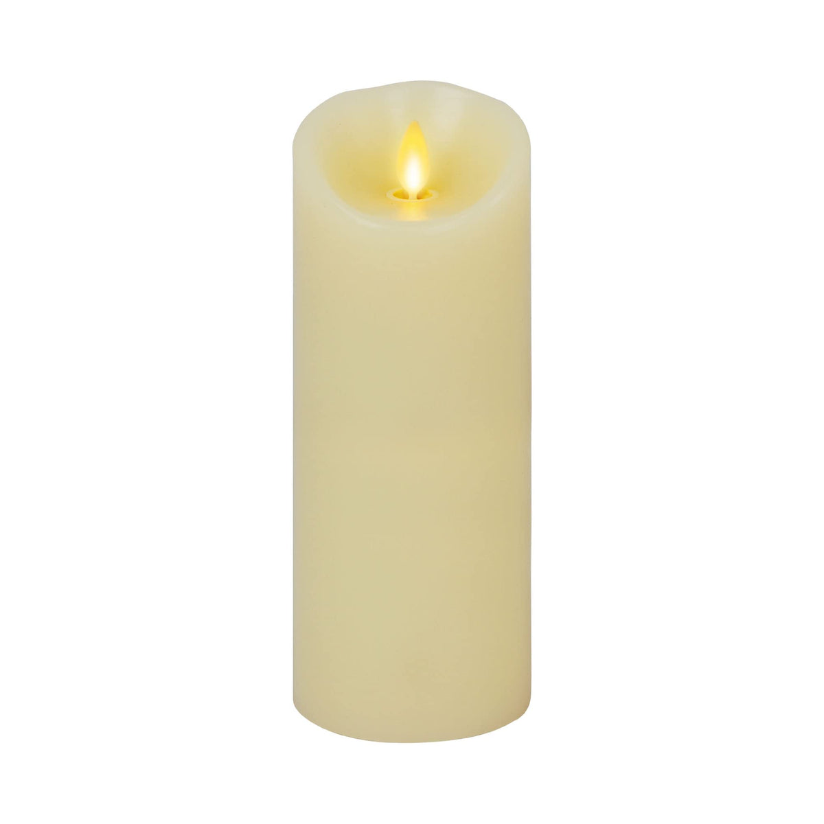 Luminara ivory scalloped-edge flameless candle with moving flame for safe, elegant centerpiece décor