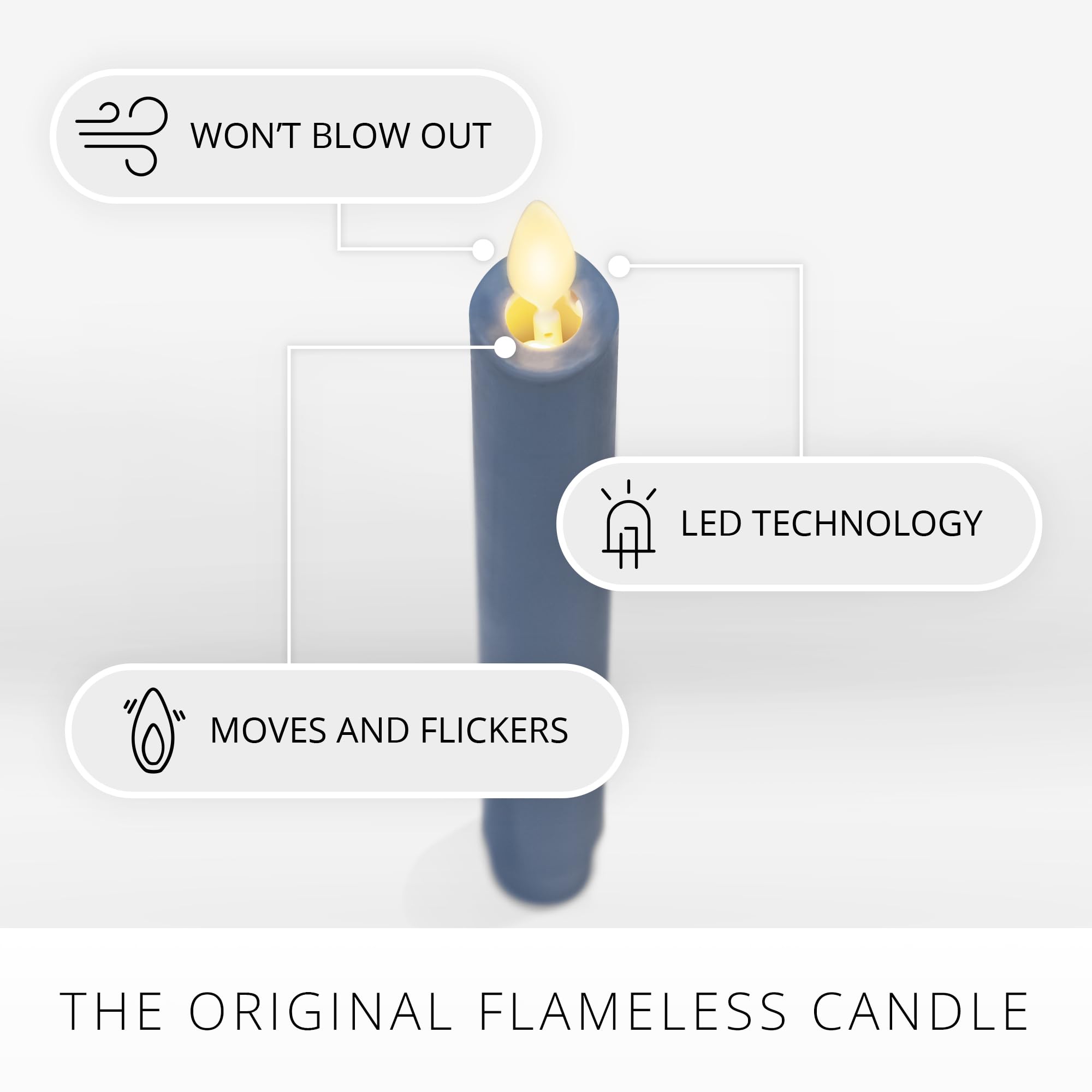Luminara Spring Lake candle on table with soft glow