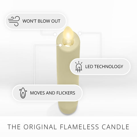 Ivory taper candles enhance table settings with warm, inviting ambience.