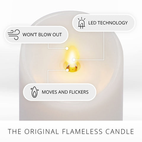 Luminara timer function offers easy five hour on and nineteen hour off scheduling.