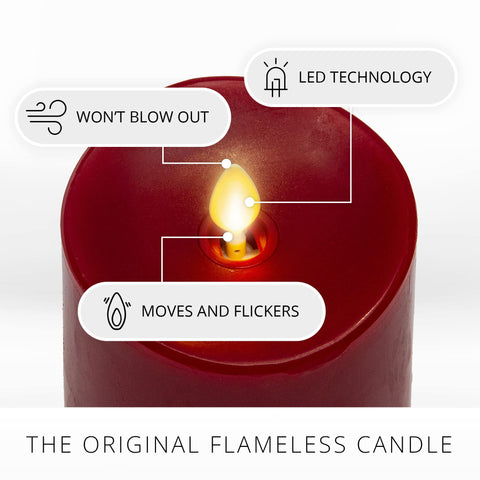 Timer-enabled burgundy candle base for easy daily setup