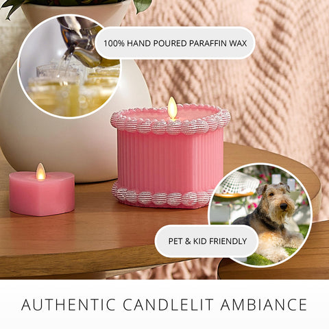 Luminara timer function lights automatically at set times for ease.