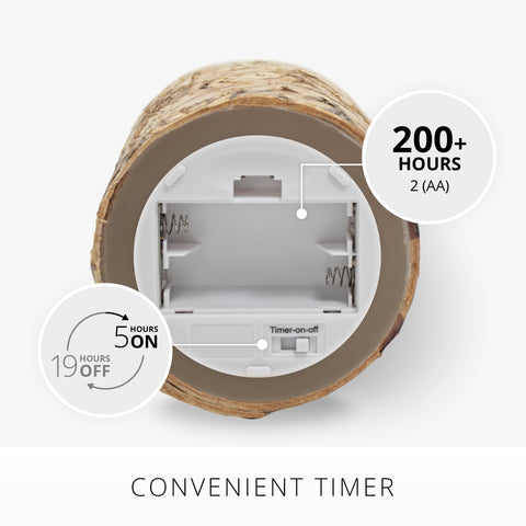 Luminara timer feature lets you set daily lighting for convenience.