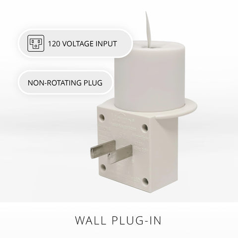 Luminara two-prong plug design preserves bottom outlet space
