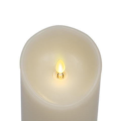 Luminara unscented ivory pillar candle for fragrance-free spaces.