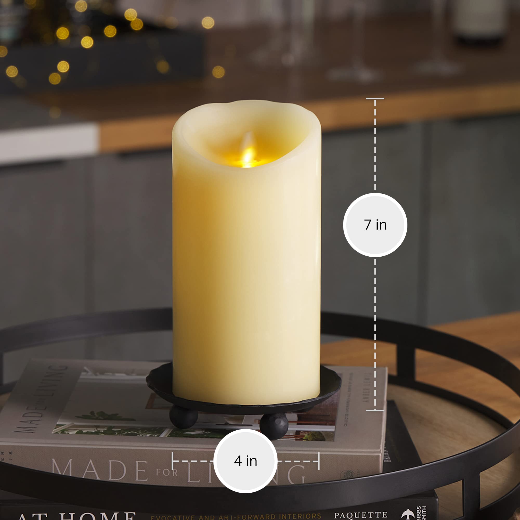 Luminara unscented LED ivory candle 4x7 for quiet, residue-free glow.