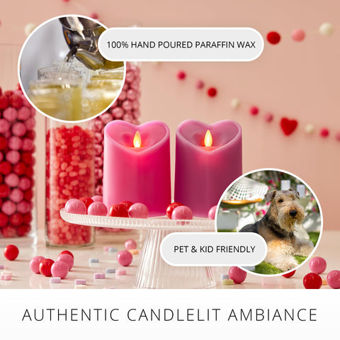 Luminara Valentines collection Raspberry Sorbet in romantic table decor setting