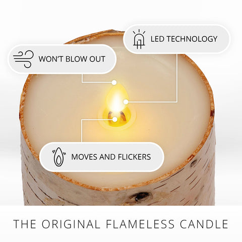 Luminara warm white glow adds cozy ambiance to year-round décor.