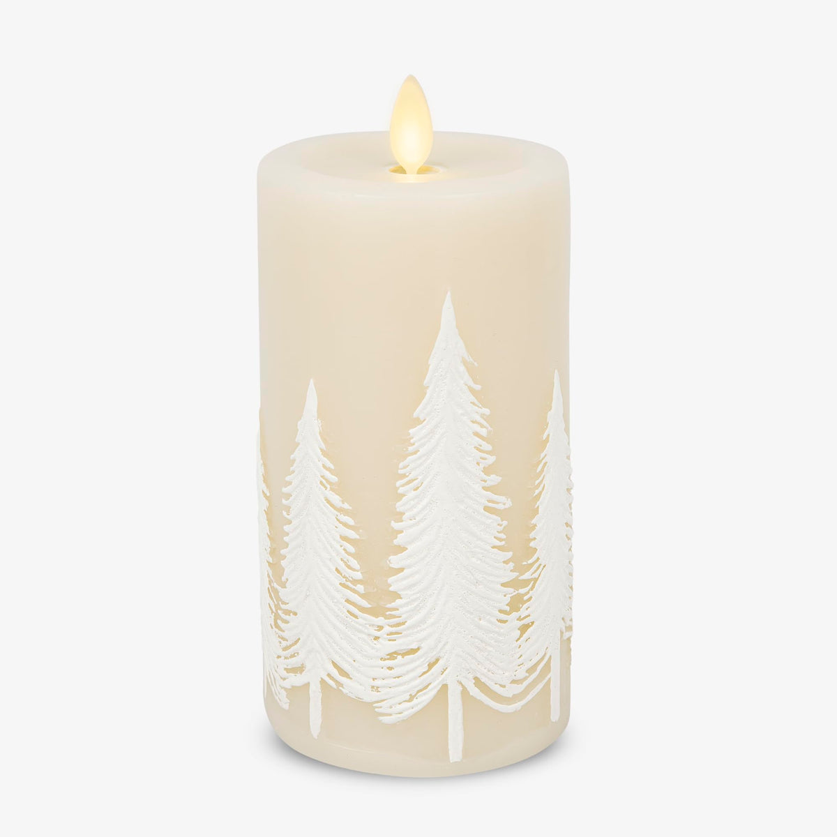 Luminara white swan embossed tree candle for safe shelf lighting