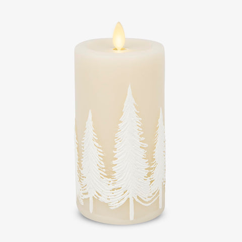 Luminara white swan embossed tree candle for safe shelf lighting