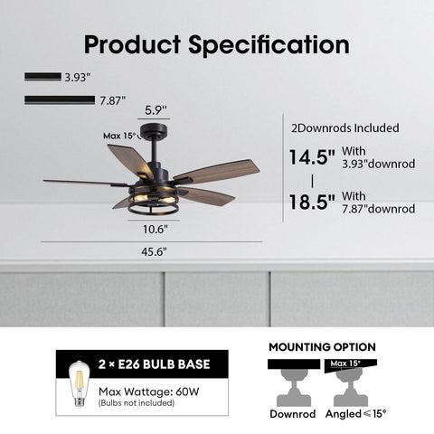 LuminFan black caged ceiling fan adds dramatic style and airflow