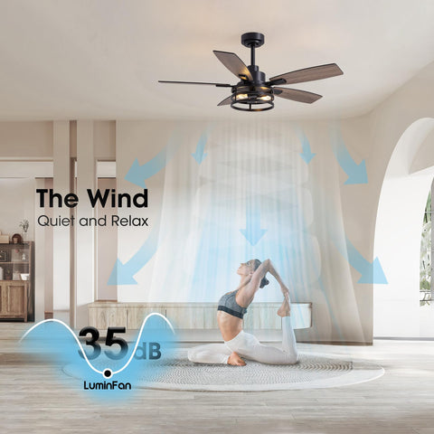 LuminFan farmhouse style fan for cozy bedrooms and common areas